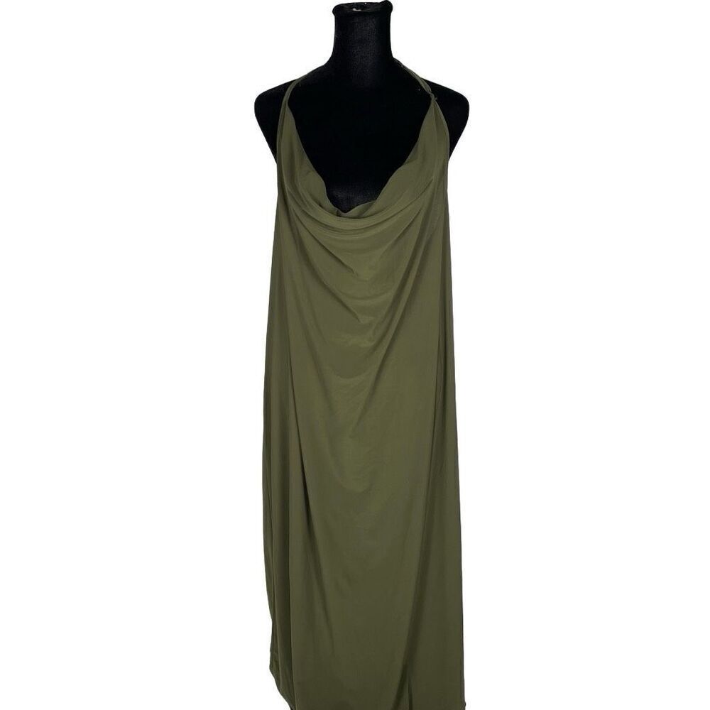 Bebe NWT Olive Green‎ Halter Backless Maxi Dress - Women’s 1X